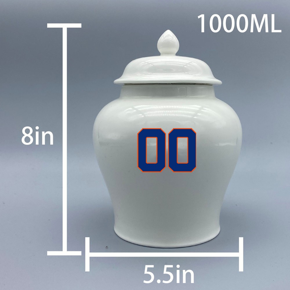 Ceramic Medium Urn for New York Yankees Baseball Theme, Custom Text & Number