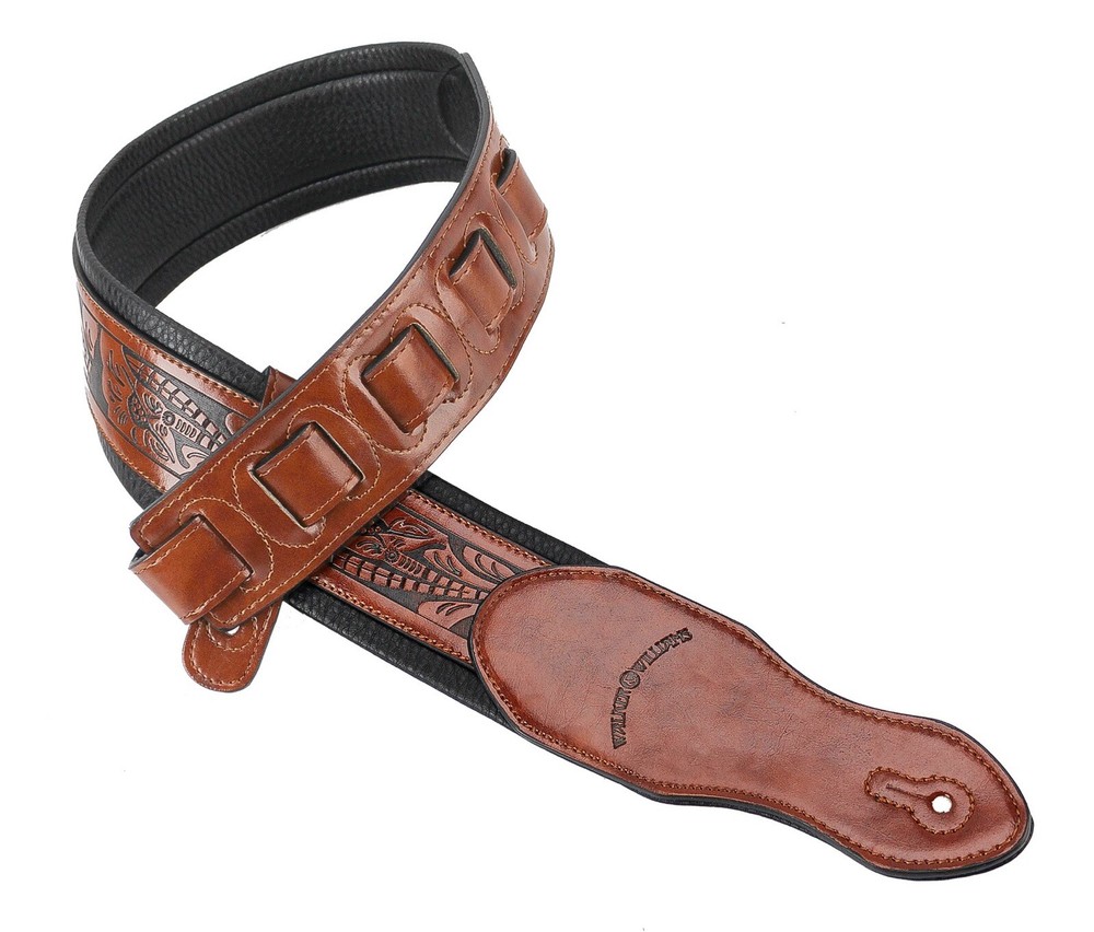 Walker & Williams G-114 Chestnut Brown Strap with Embossed Tooling & Padded Back