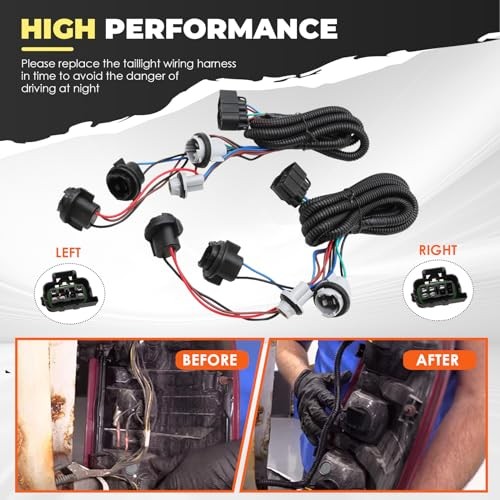 2Pcs Driver & Passenger Side Tail Light Wiring Harness Compatible with
