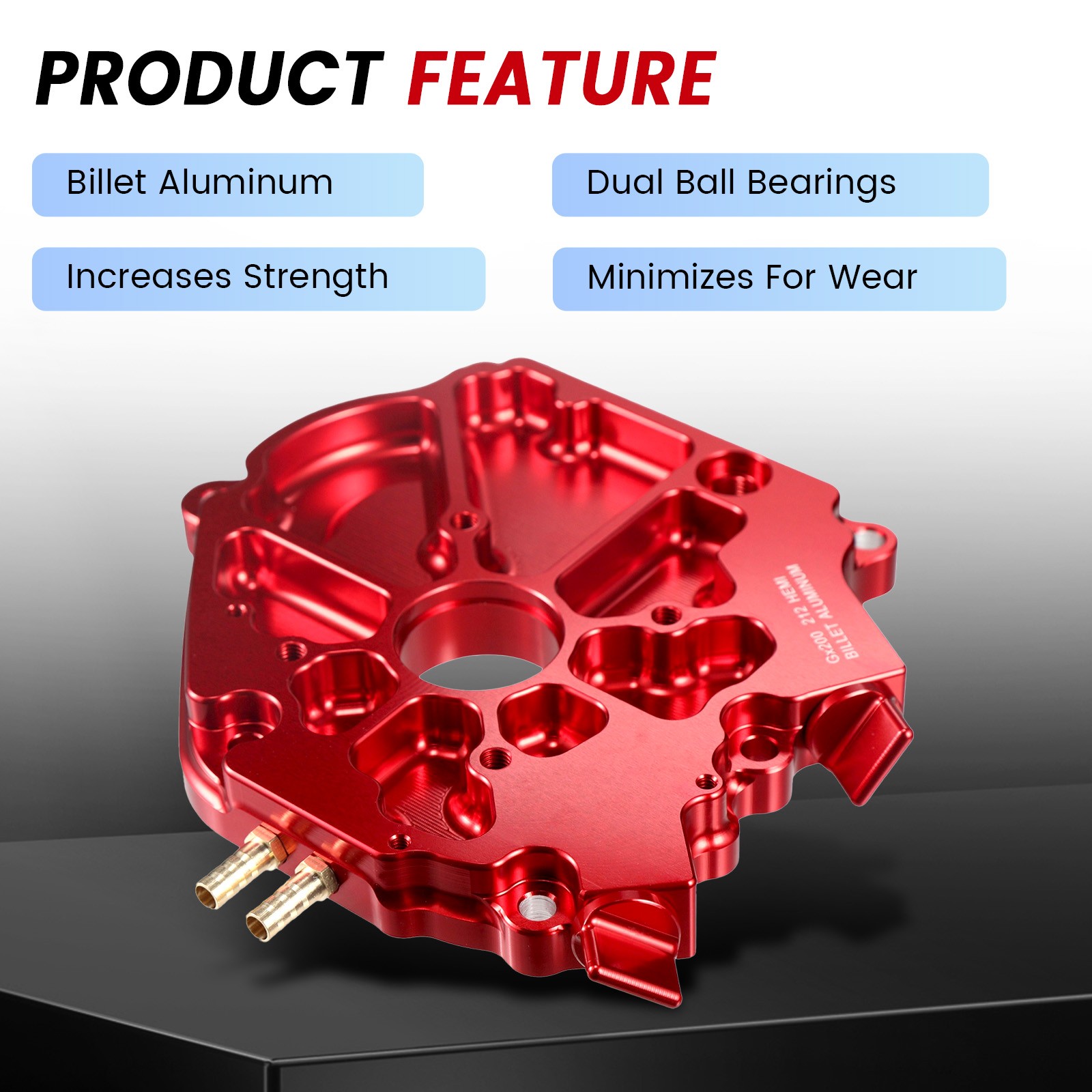 Dual Bearing Billet Side cover For GX200 196 Predator Hemi,Ghost,212 and 224 Red