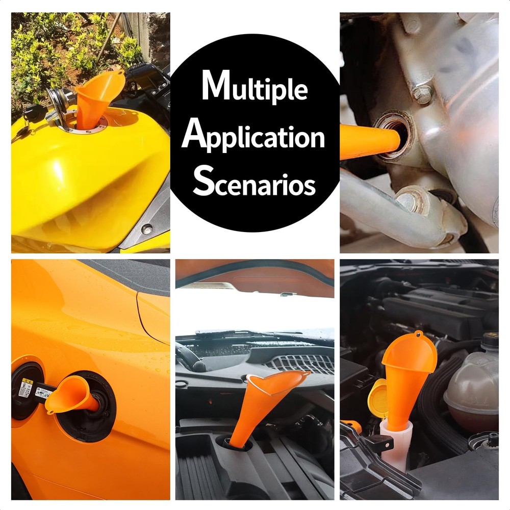 Aferrizu Oil Funnel 3-Pack, Multi Function Plastic Long Neck Clear