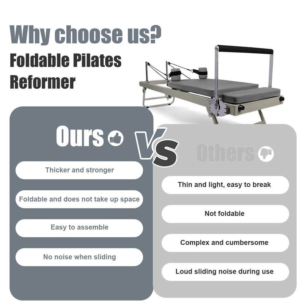 77" Pilates Reformer Machine Equipment with Spring for Home Workout,Foldable