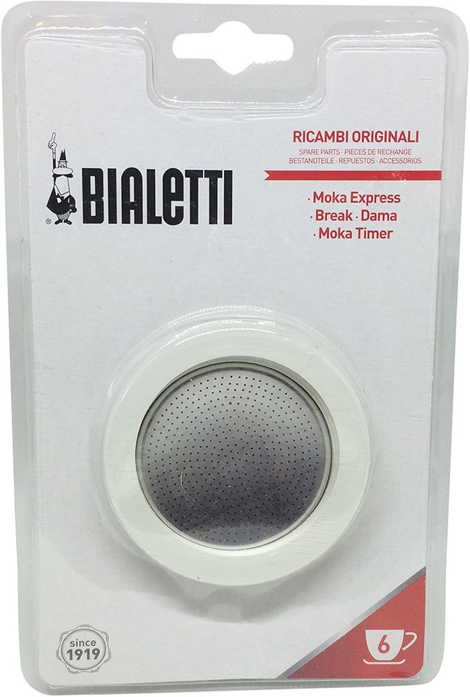 Moka Express 6 Cup Replacement Filter and 3 Gaskets , White