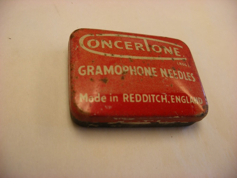 Phonograph Victrola Gramophone Needle Tin - Concertone Redditch - Empty