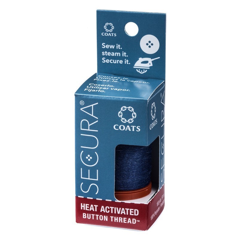 SECURA THREAD Coats & Clark Indigo Navy Heat Activated Button Thread 100 yd Poly