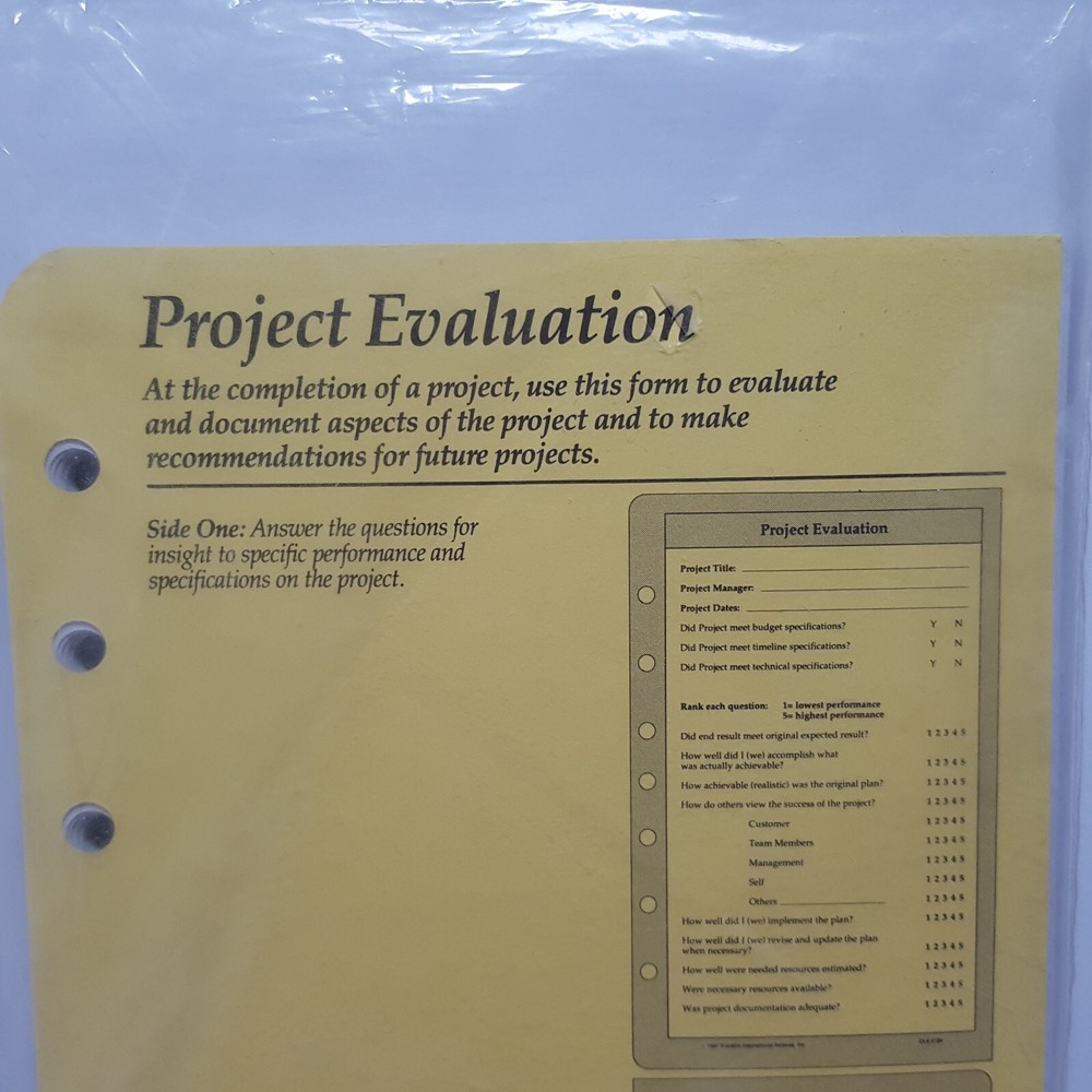 3.75" x 6.75" Franklin Quest Compact Post Project Evaluation Review Refill Set