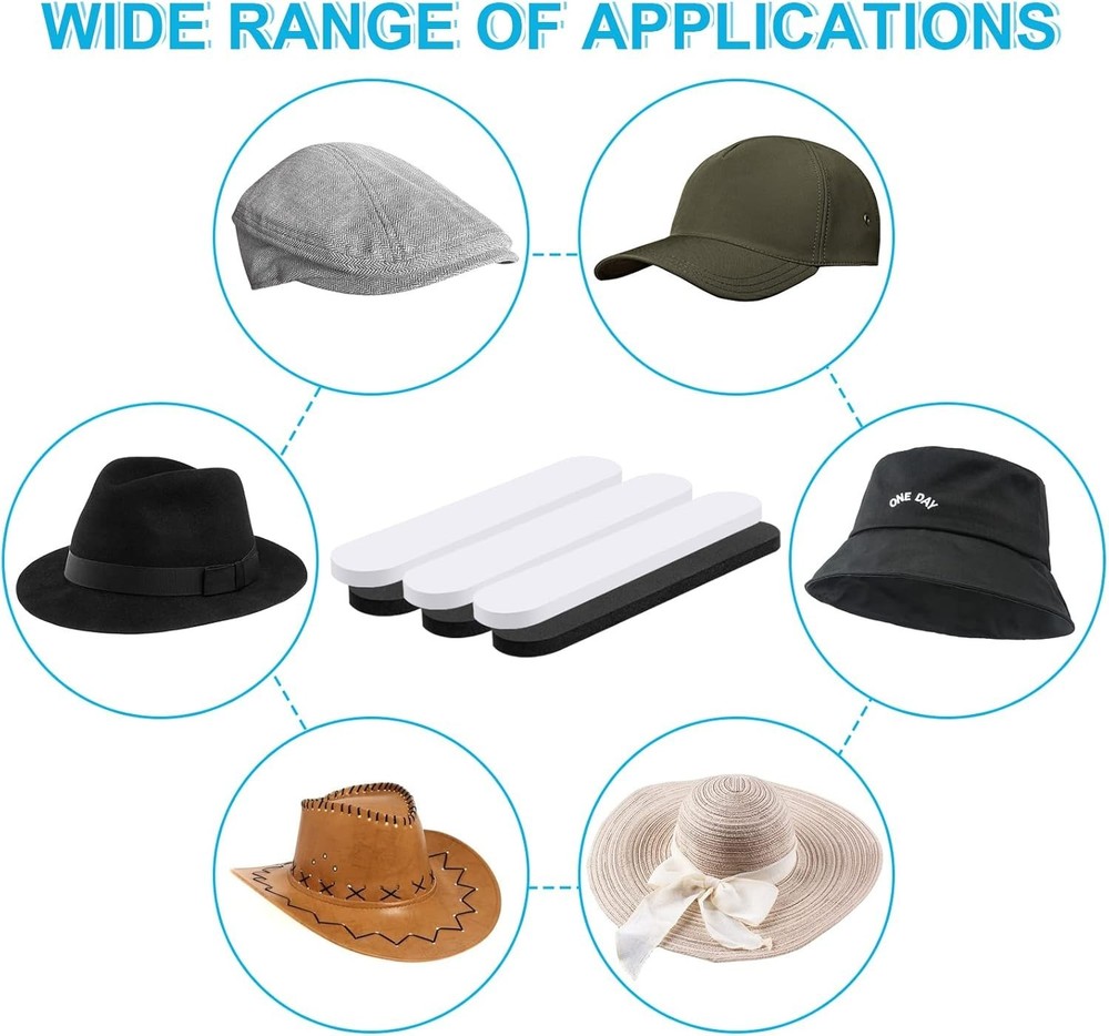 45x Hat Size Reducer Foam Tape Black & White Self-Adhesive Hat Sizing Insert Kit