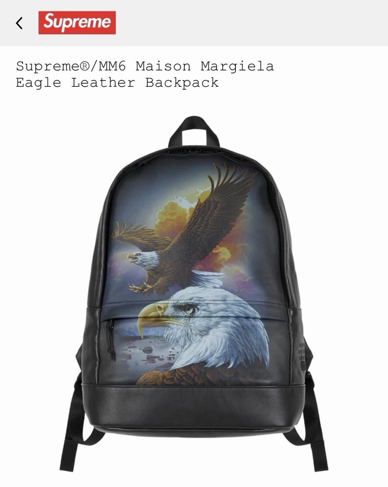 Supreme MM6 Maison Margiela Eagle Leather Backpack Black Eagle Graphic