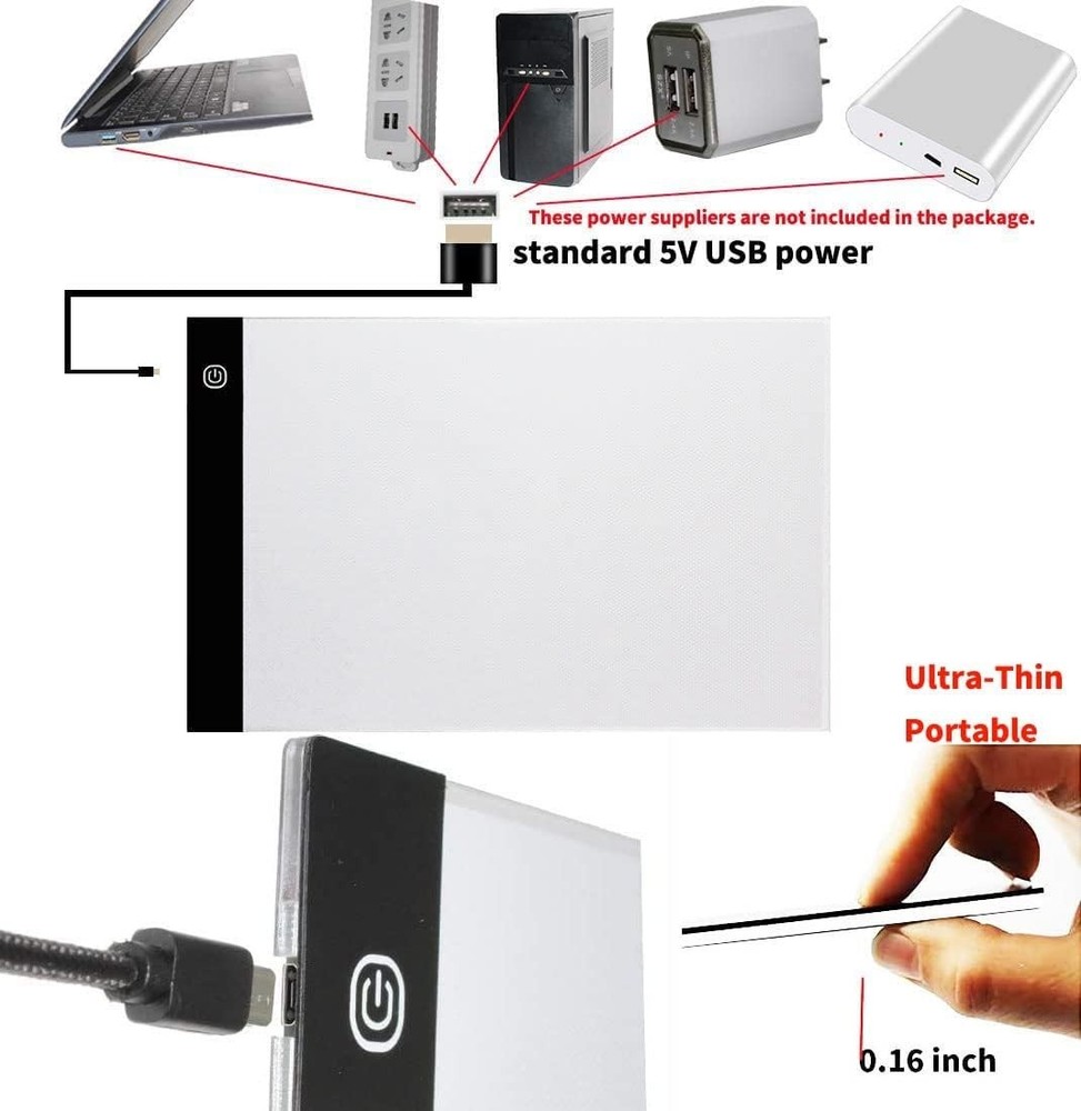 A5 Ultra-Thin Portable LED Tracing Light Box - Dimmable & Adjustable Brightness