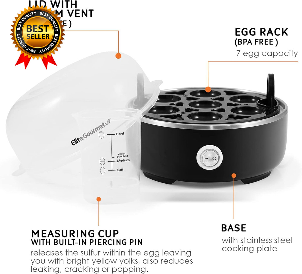 EGC115B Easy Egg Cooker Electric 7-Egg Capacity Soft Medium Hard-Boiled Egg