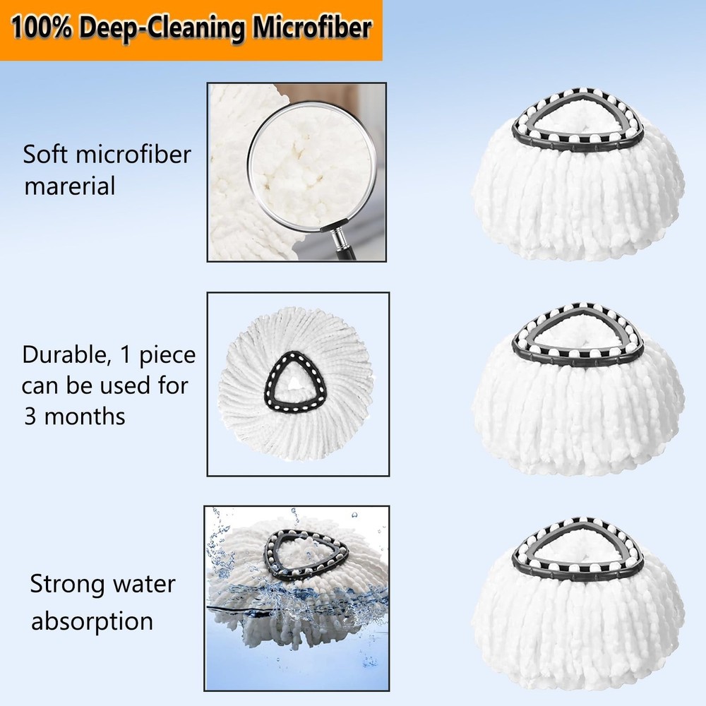 12Pack Spin Mop Replacement Heads for O Cedar, 100% Microfiber Mop Head Repla...