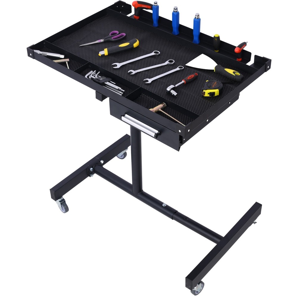 Heavy Duty Adjustable Work Table with Drawer, 220 lb Capacity, Portable