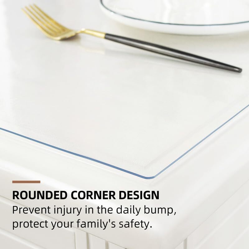 Clear Table Cover Protector 24 x 48 Inch1.5mm Thick Plastic Table Cover Recta...
