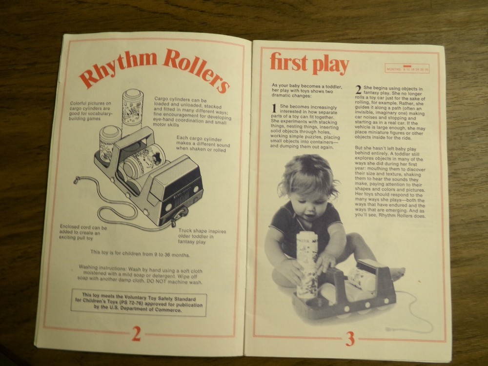 Vintage 1981 Johnson & Johnson Rhythm Rollers Toy with Guide