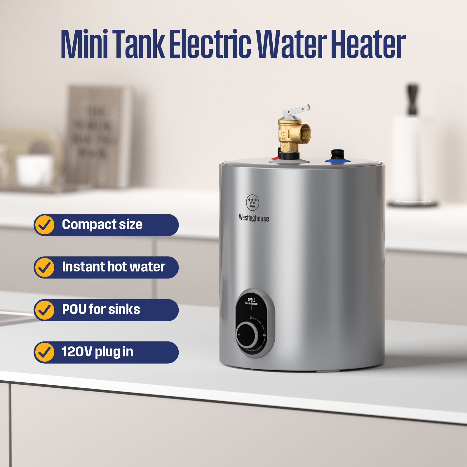 Westinghouse Mini-Tank Water Heater Electric 120V Under Sink Hot Water Heater
