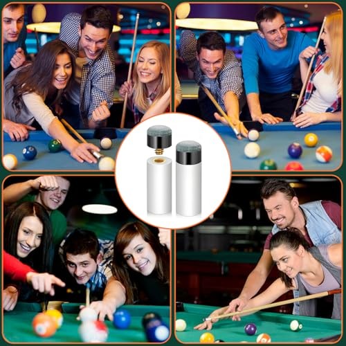 Pool Cue Tips Replacement Kit - Screw On Pool Stick Tips, Billiard White