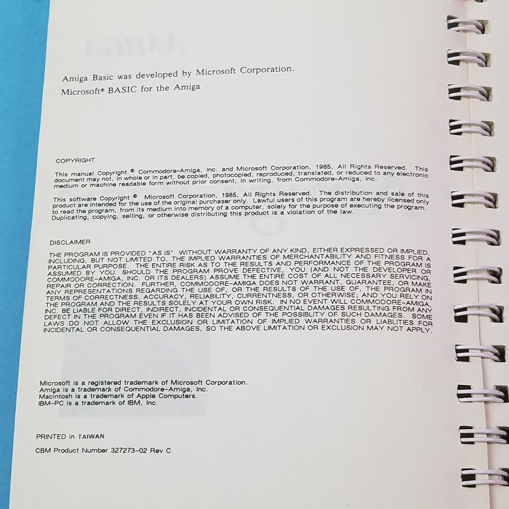 Amiga Basic Book - Vintage Amiga Booklet - Amiga Manual