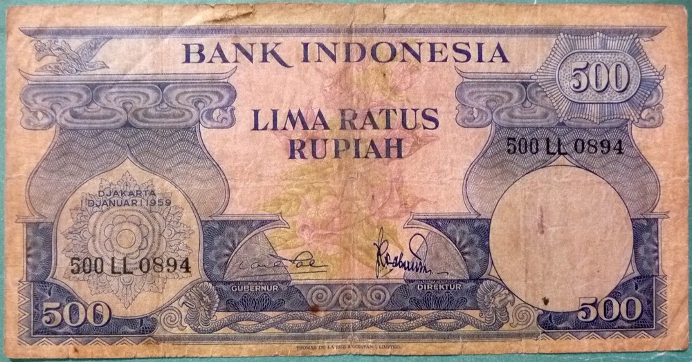 INDONESIA 500 RUPIAH NOTE , P70, 01.01. 1959 ISSUE,