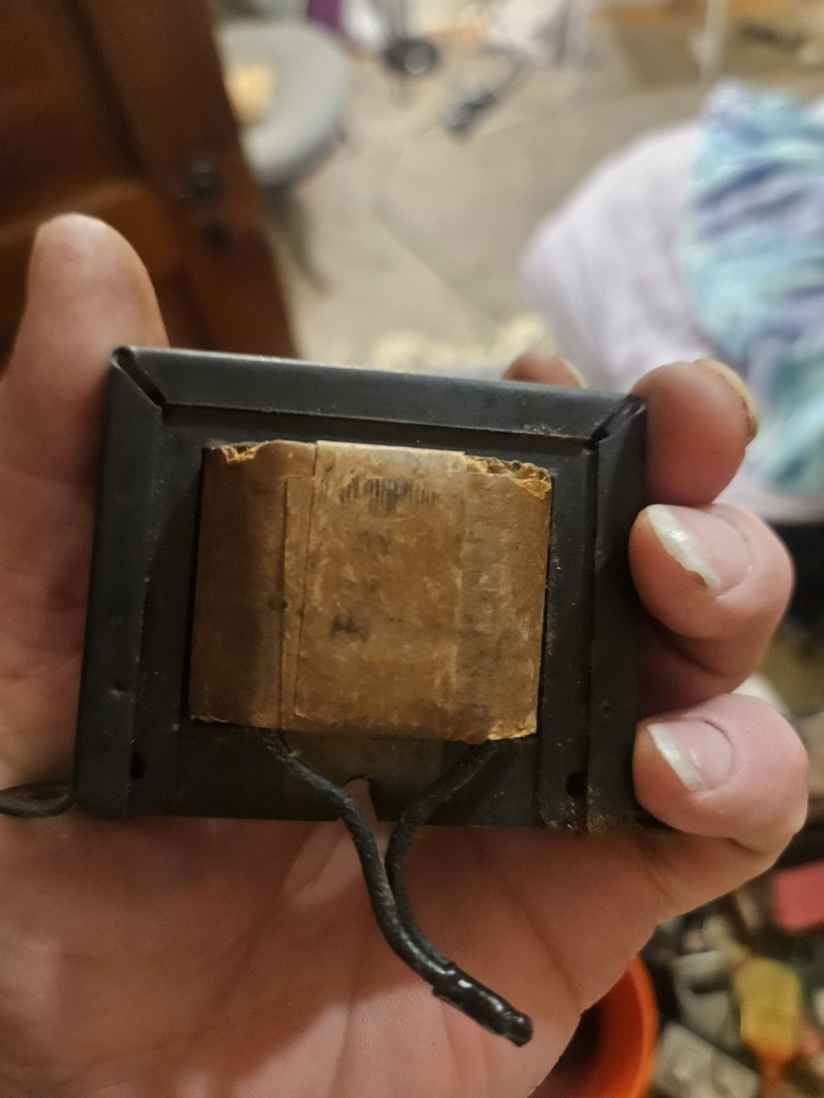 Vintage Electrical Transformer with Mounting Bracket and Wires