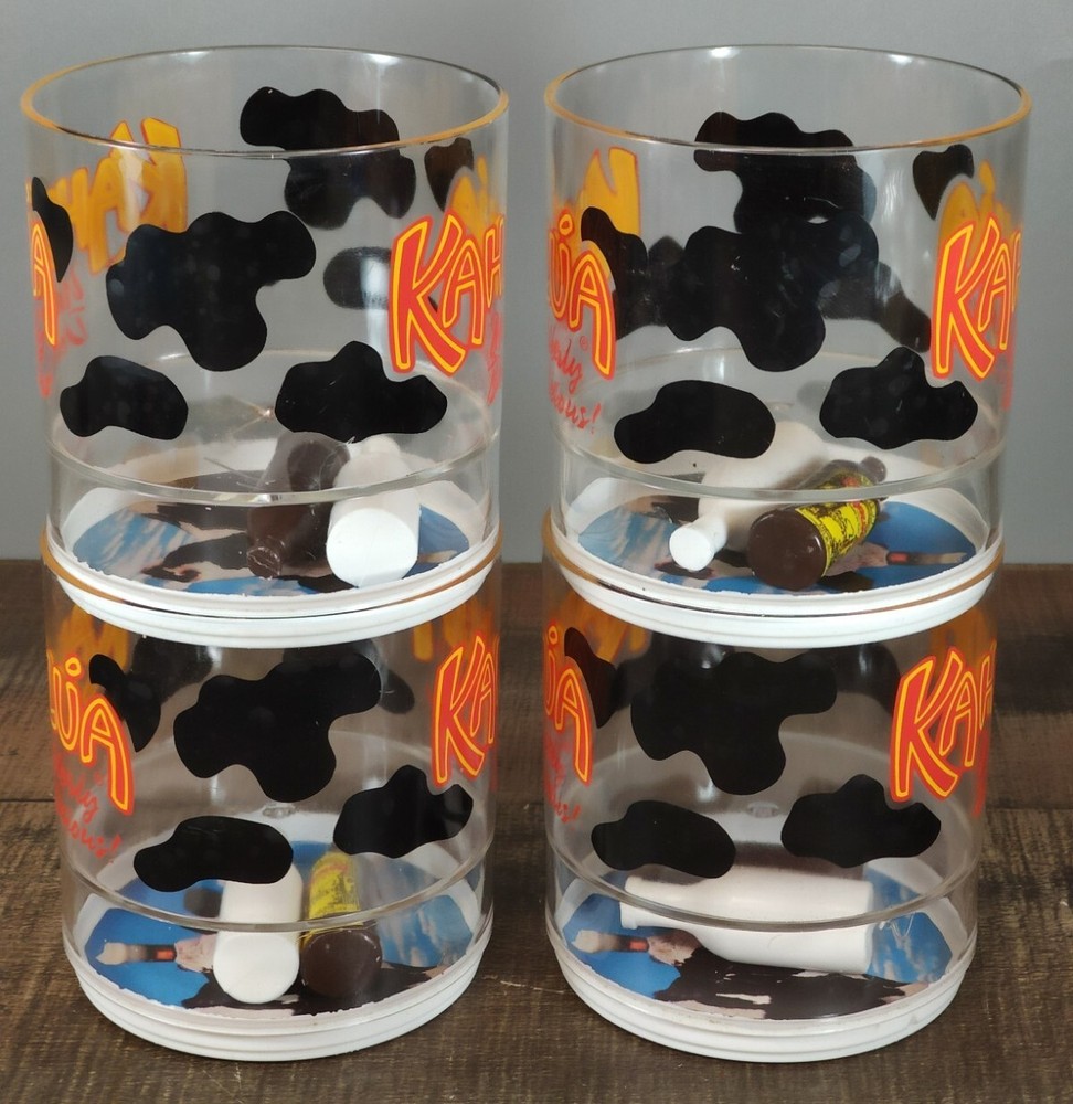 4 Vintage Plastic Kahlua Cow Chiller Cups *As-Is Read*