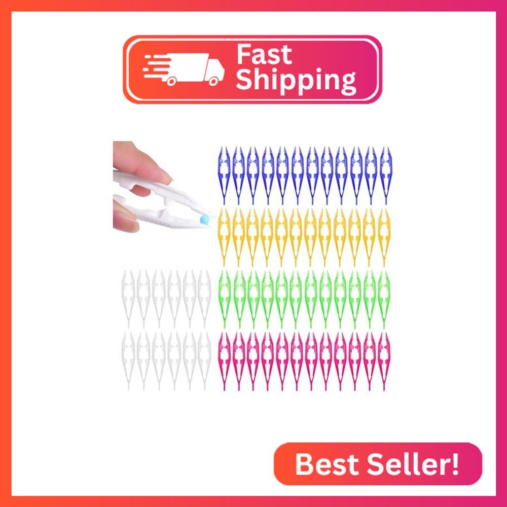 60 Assorted Plastic Tweezers, 4.3Inch Craft Beads Forceps Tools for Stickers Bea