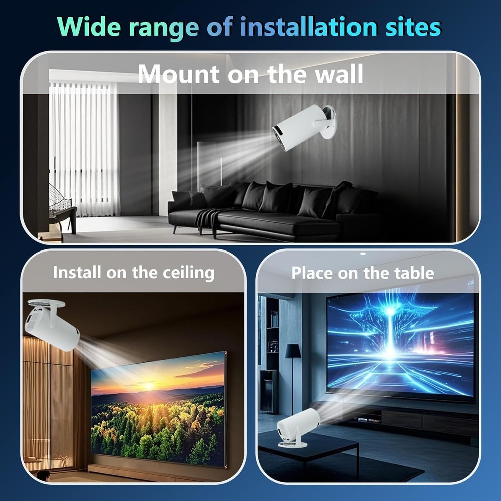 HY300PRO Mini Projector Ceiling Mount HY300 PRO 4k Projector Round Ceiling