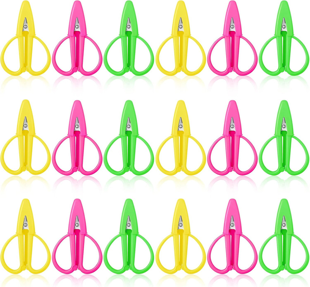 18 Pcs Mini Scissors Multicolor Tiny Scissors with Cover Portable Detail Sewing