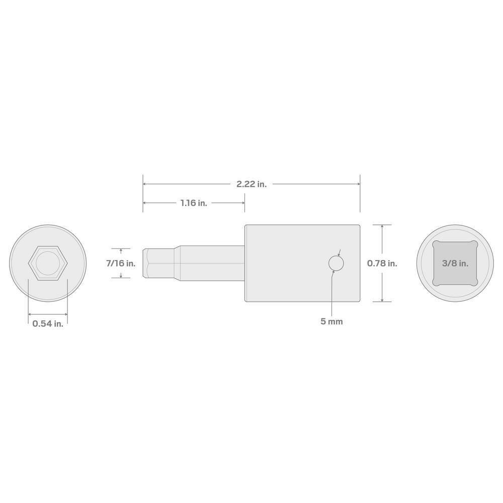 3/8 In. Drive X 7/16 In. Hex Bit Impact Socket