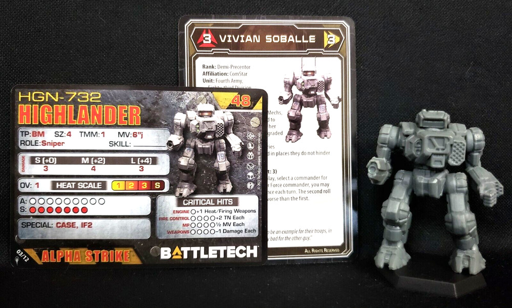Battletech Highlander Mech, Pilot Cards Alpha Strike Comstar Command II Catalyst