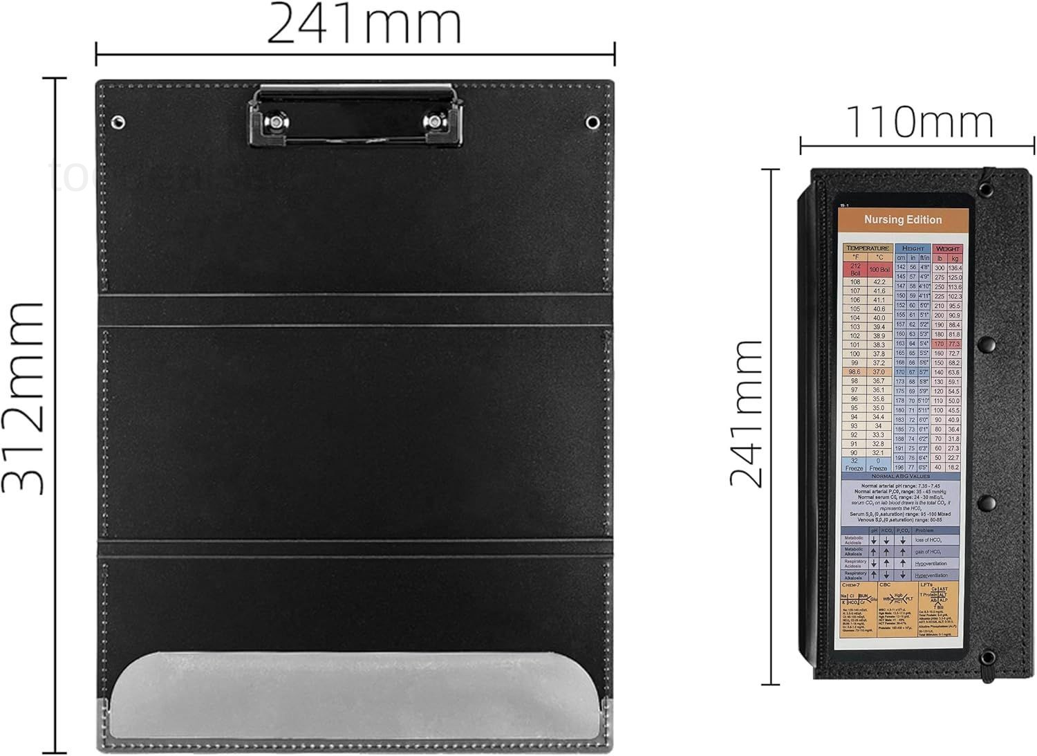 2Packs Nursing Clipboard Foldable, Black Nurse for Medical