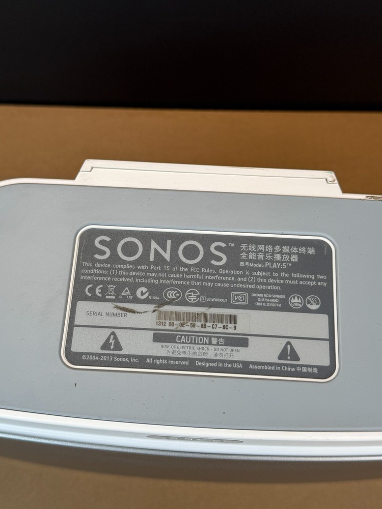 Sonos Play:5 1st Gen Wireless Streaming Smart Speaker - White - S1 App