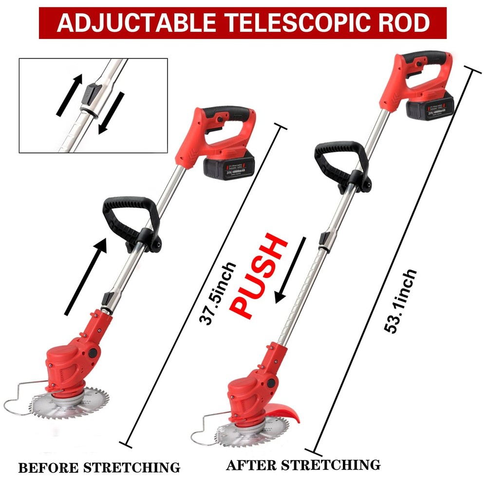 Weed Wacker Cordless Electric Brush Cutter Stringless Weed Eater with 2 Types...
