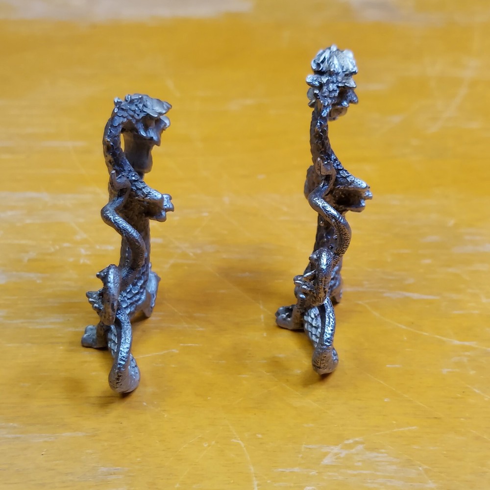 2 Metal Dragon Figures Unmarked