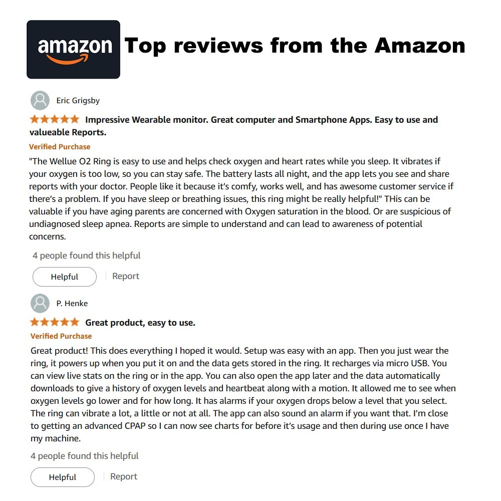 Wellue O2Ring Oximeter Continuous Recording SpO2 & PR with Free App & PC Reports