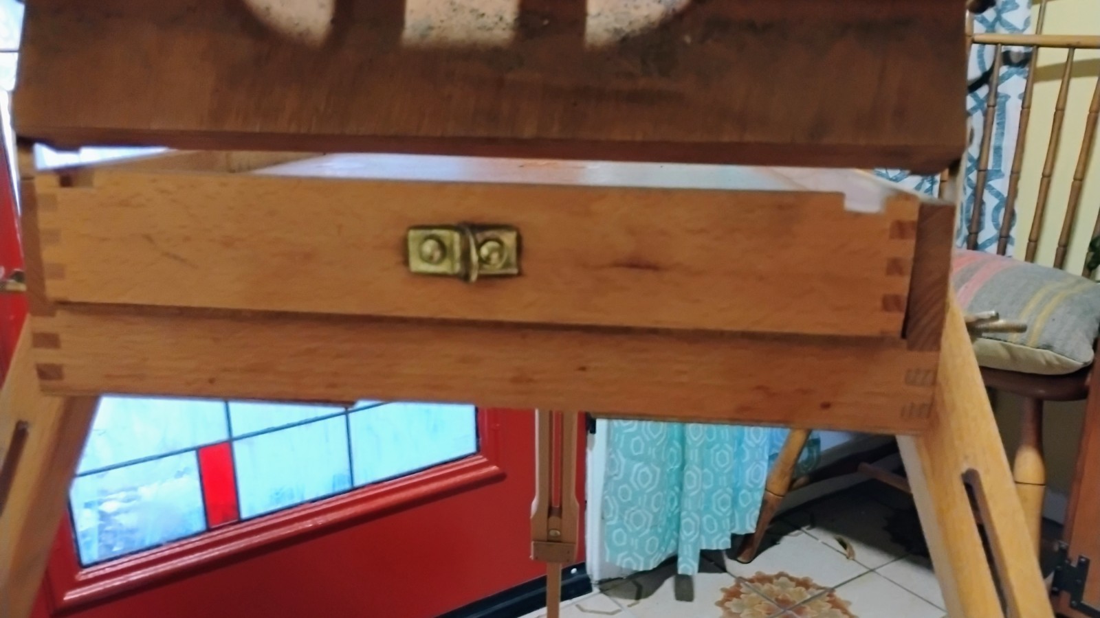 Folding vintage easel Wood dove tails WELL MADE FULL SIZE portable