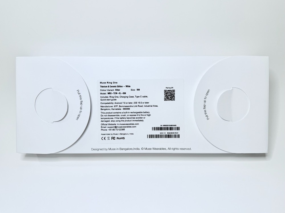 Muse Ring One Smart Ring Titanium &. Ceramic Edition Size 9 - White