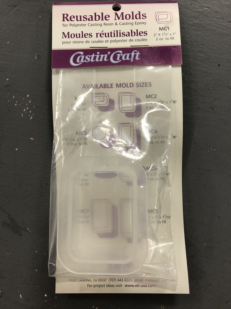 Castin Craft Reusable Mold Rectangle MC1 2x1.5” 2oz