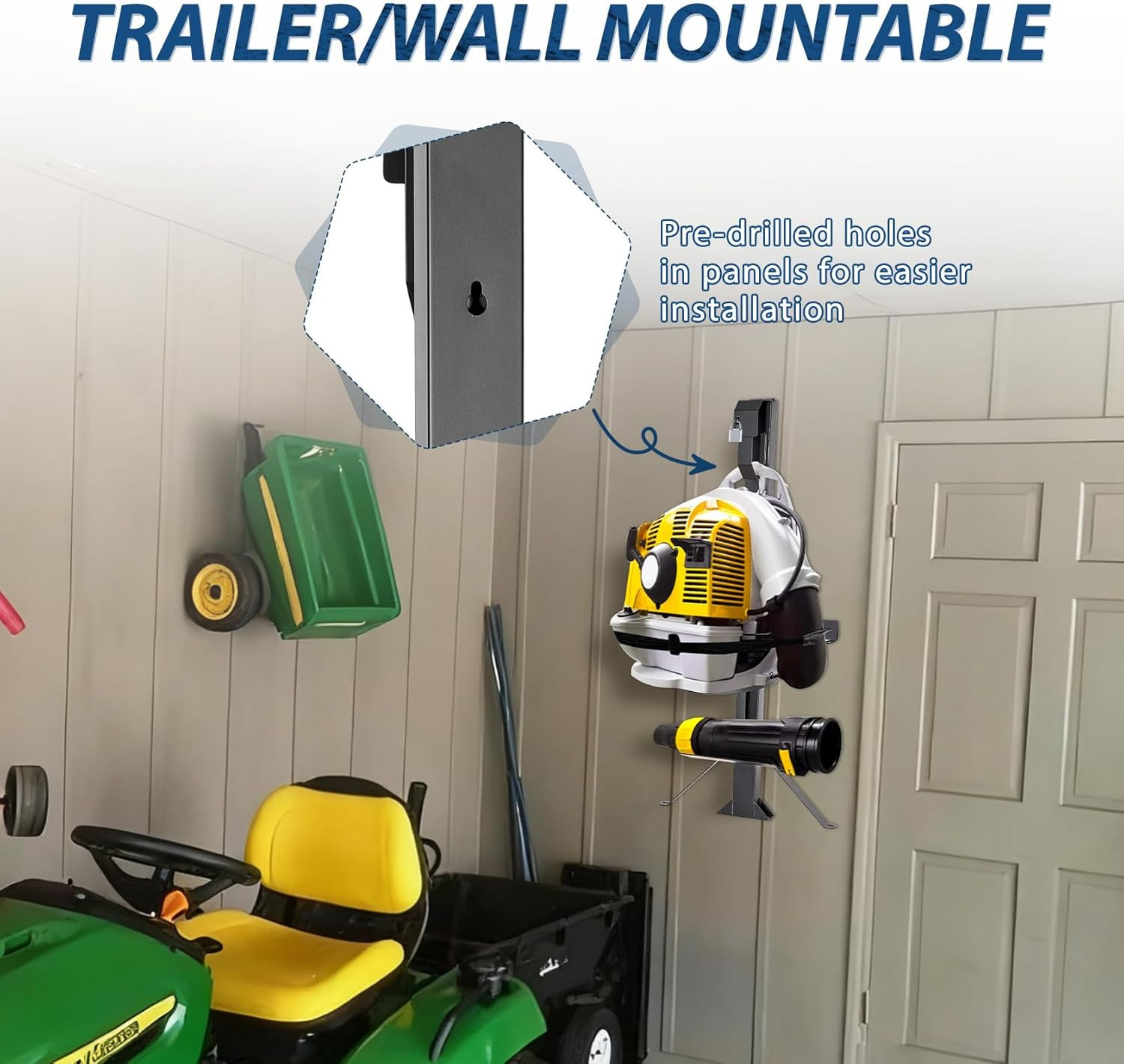 Heavy Duty Adjustable Backpack Blower Rack for Trailers, Steel Leaf Backpack Blo