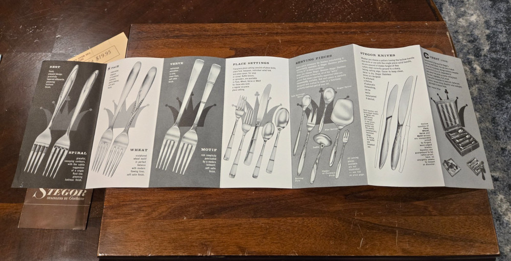 Stegor Stainless Gorham PACE 54pc Flatware Set w Box & Papers Mid Century