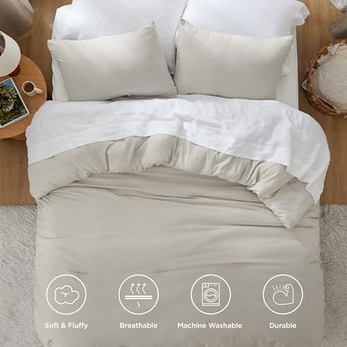 Size Comforter Set, Beige Soft Prewashed Bedding for All King 01 - Beige