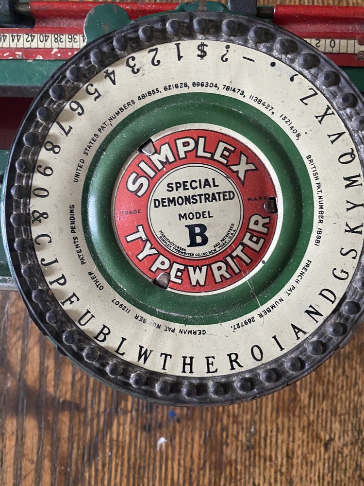 Antique Simplex Special Demonstrated Model B Typewriter Original Box