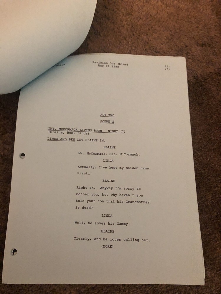 SEINFELD "THE MAID" ... Vintage Script
