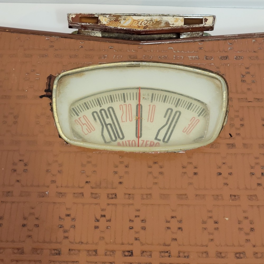 Vintage Bathroom Scale Auto Zero Detecto Works Brown W/ Handle