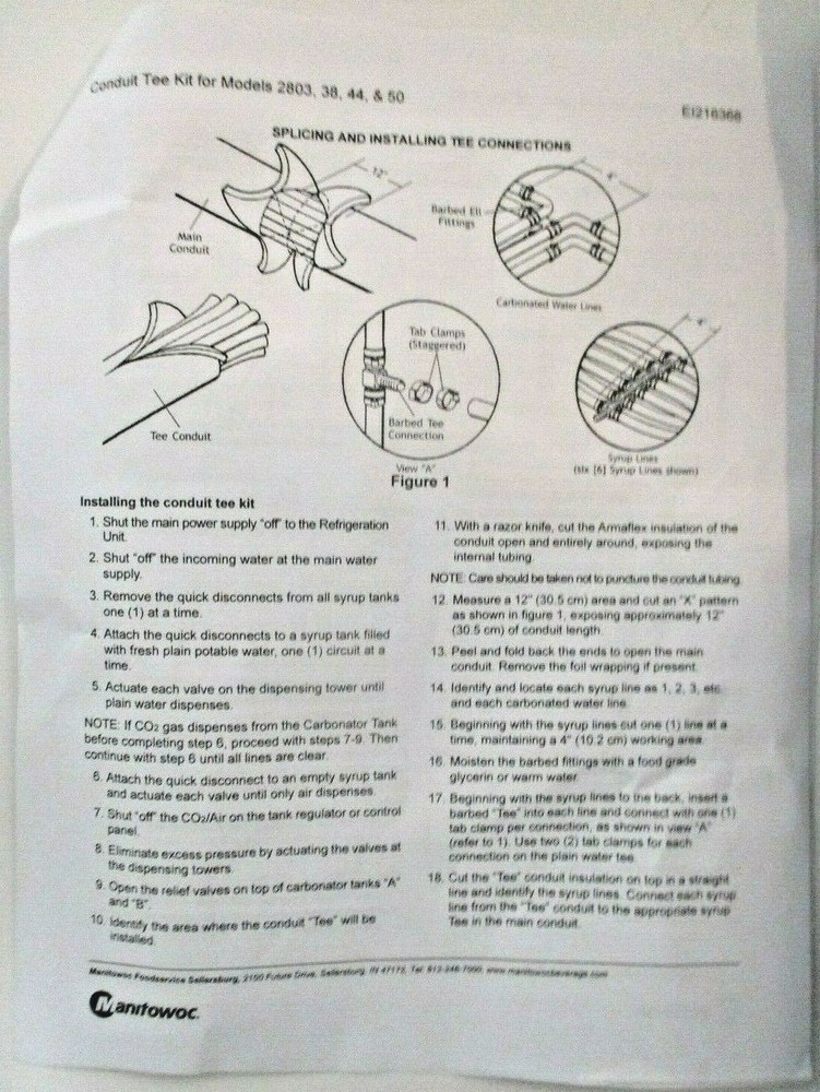 Manitowoc Multiplex Soft Drink Dispenser Conduit tools - Conduit Tee Kit