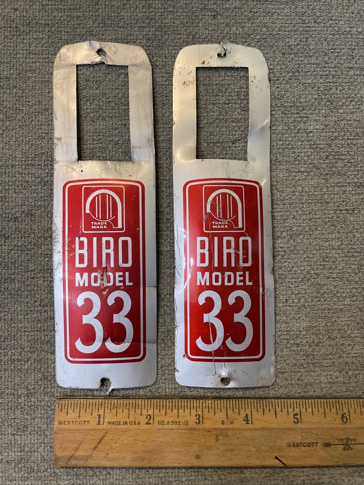 Vintage Biro 33 Aluminum Machine Nameplates