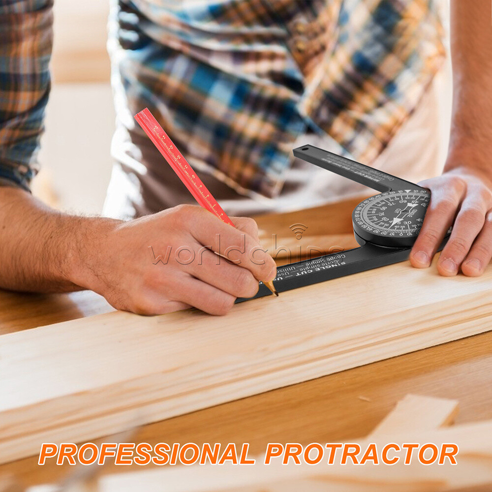 Miter Saw Protractor ABS Angle Finder Level Meter Goniometer + pencil