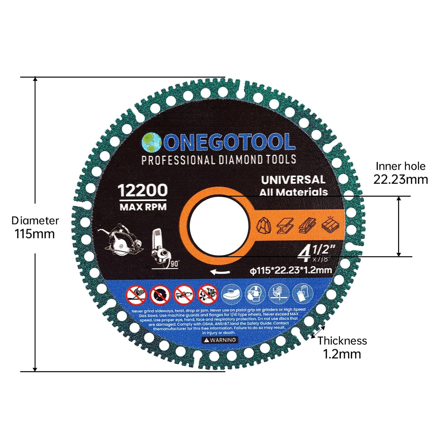 4-1/2 Inch Indestructible Cutting Discs for Angle Grinder 7/8" Blades Cut off Wh