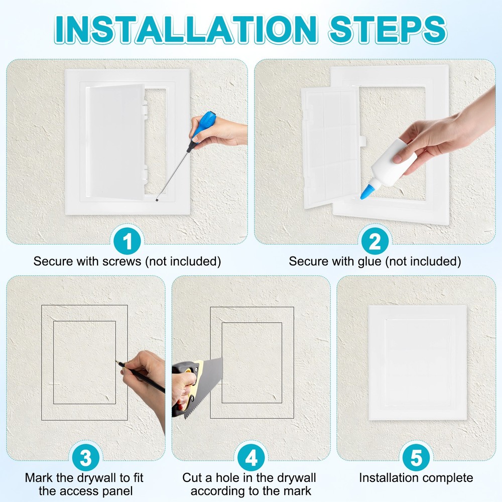 1-Pack Access Panel for Drywall, 4.5x6" Plastic Wall Hole Covers [White]