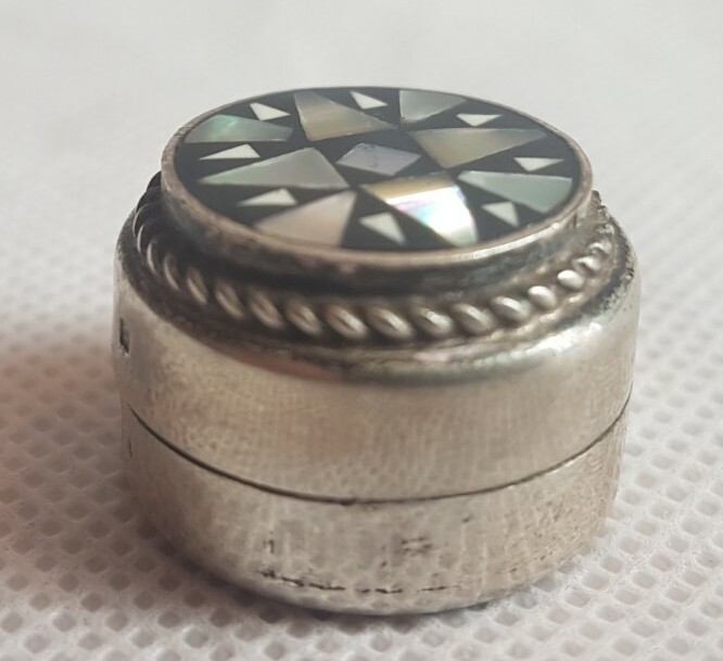 Antique Solid  Silver Pill Box