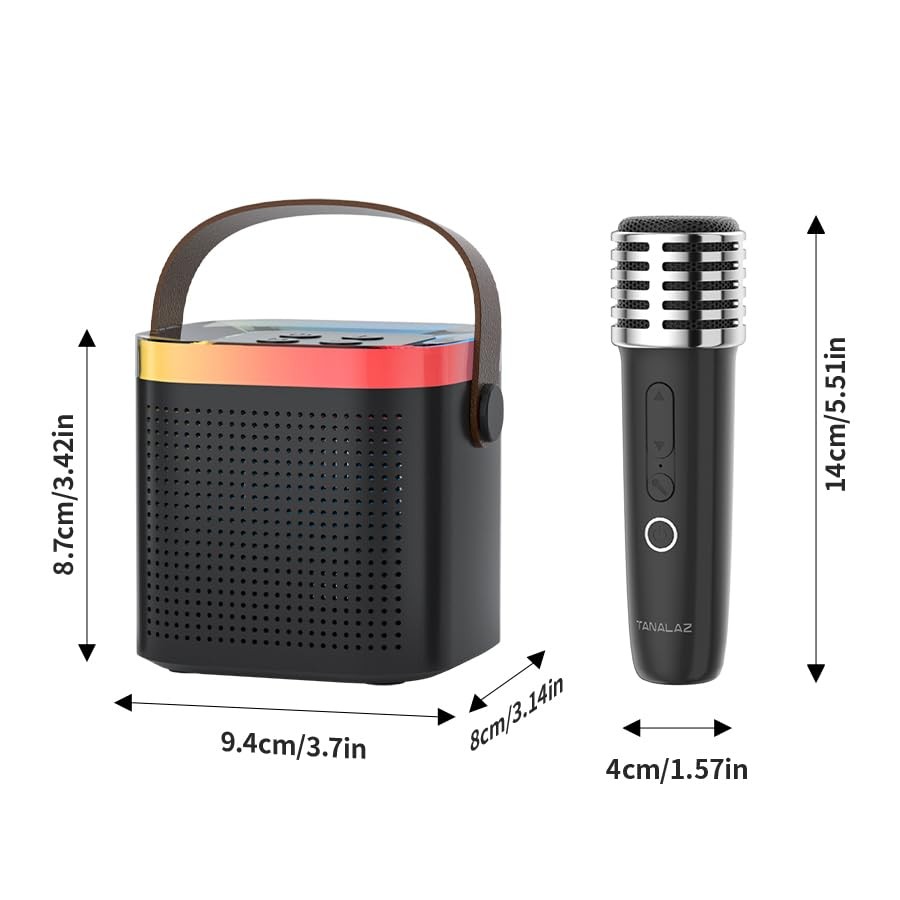 Karaoke Machine with 2 Wireless Microphones and Base, Mini Bluetooth Singing ...